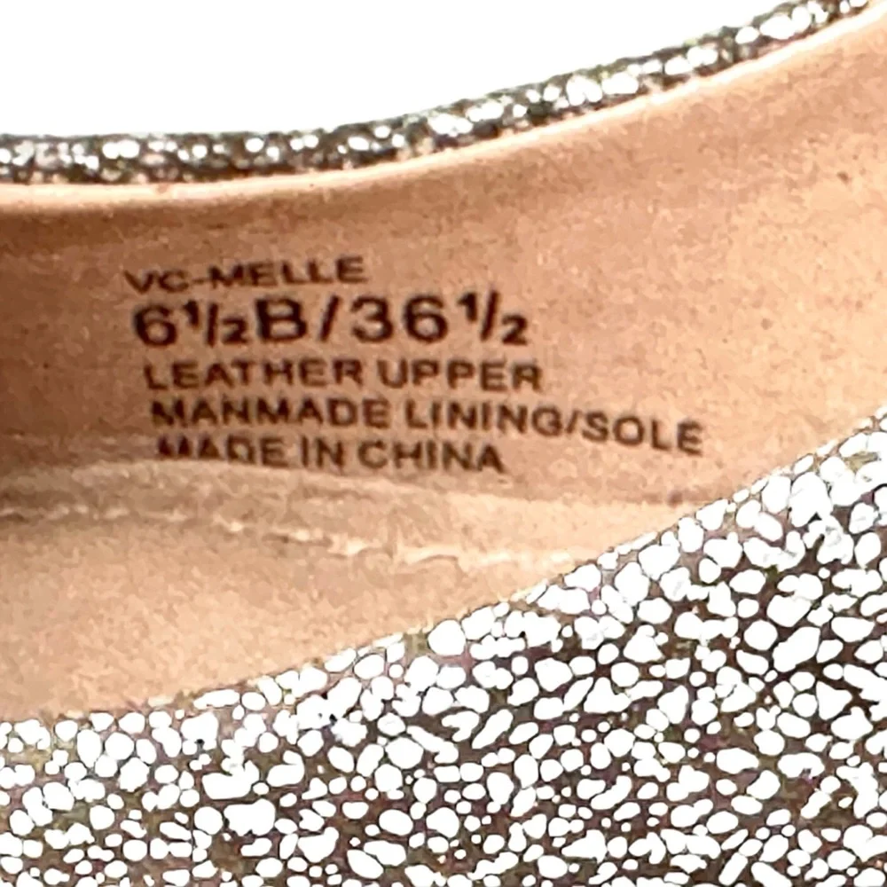 Vince Camuto Metallic Leather Wedge Heels Sz 6.5 VC-Melle Enhanced Silver‎ Pumps